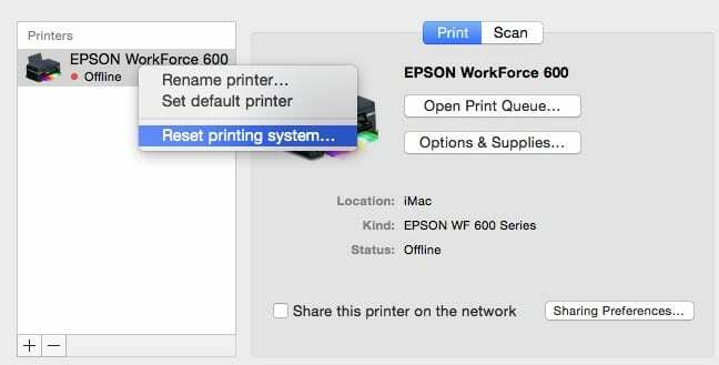 Ni mogoče tiskati z uporabo macOS Sierra, navodila