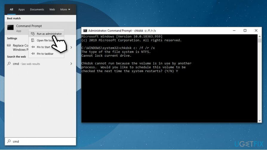 Jalankan Periksa disk melalui Command Prompt