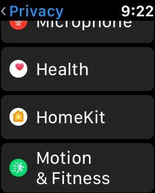 Apple वॉच प्राइवेसी सेटिंग
