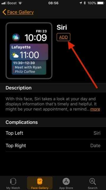הוספת Siri Face ל-Apple Watch