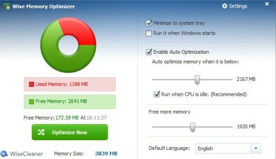 Wise Memory Optimizer (skaisti izstrādāta RAM tīrīšanas programmatūra operētājsistēmai Windows)