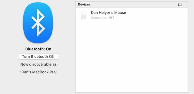 Magic Mouse yhdistetty Bluetooth-asetuksiin