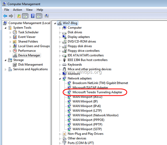 Instalación del adaptador de túnel de Microsoft-Teredo