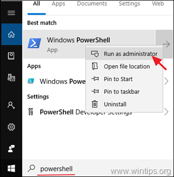 powershell come amministratore di Windows 10