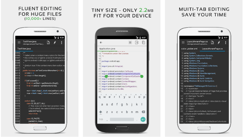 Εφαρμογή QuickEdit Text Editor για Android