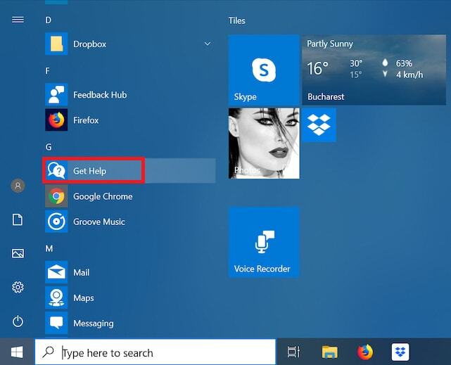 รับแอพช่วยเหลือใน Windows 10