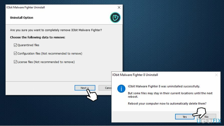 Uruchom ponownie komputer, aby zakończyć odinstalowywanie IObit Malware Fighter