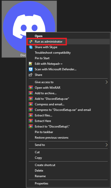 Discord - Rulați ca administrator