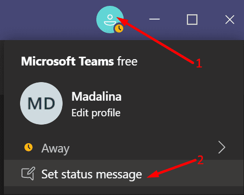 ställ in statusmeddelande microsoft teams