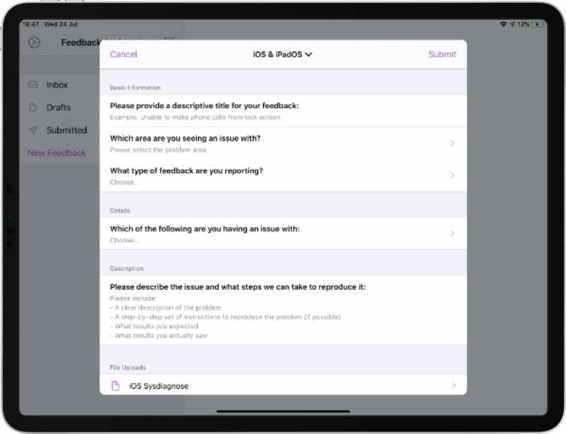 App di feedback su iPad