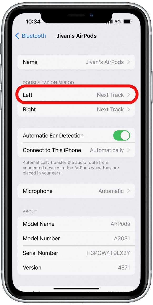 Songs mit Airpods überspringen Schritt 5 – Wählen Sie Airpod L oder R