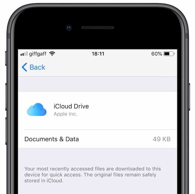 Χρήση χώρου αποθήκευσης iCloud Drive στο iPhone