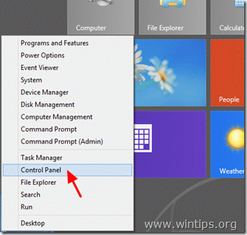 windows 8 - ouvrir le panneau de configuration