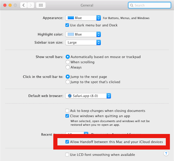 อนุญาต Handoff ระหว่าง Mac และอุปกรณ์ iCloud ของคุณ