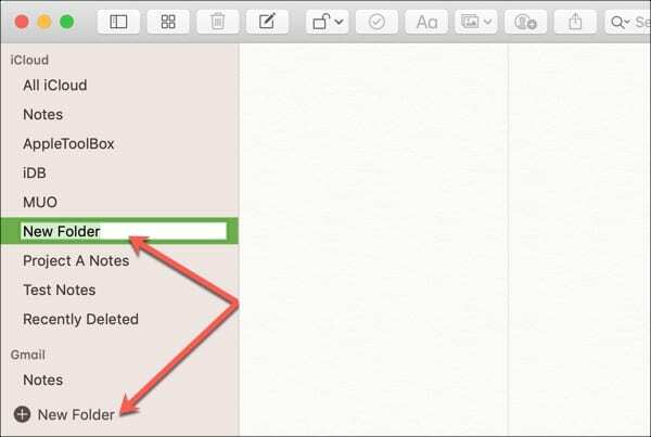 Nova pasta de notas para Mac