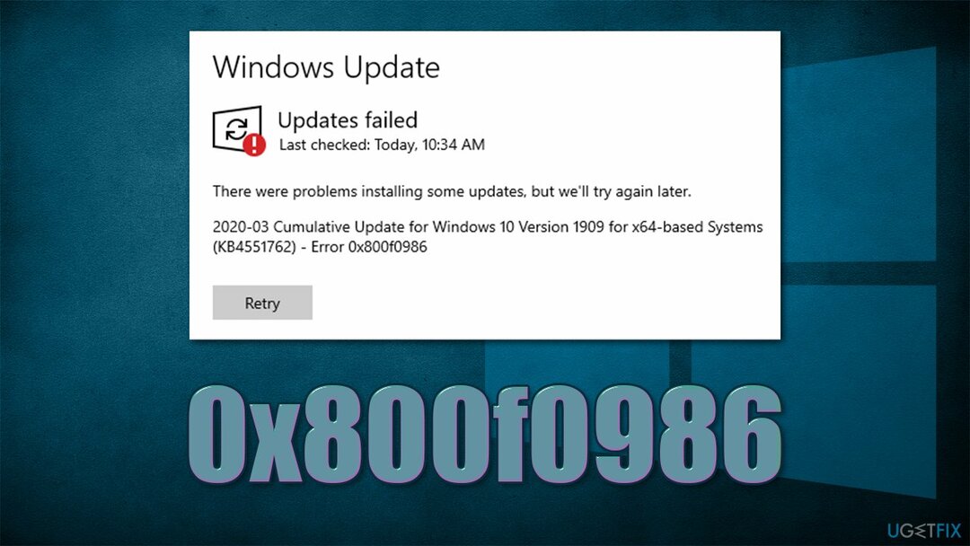 จะแก้ไขข้อผิดพลาดการอัปเดต Windows 0x800f0986 ได้อย่างไร