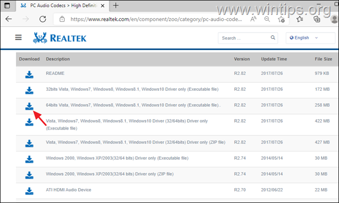 Namestite gonilnike Realtek Audio