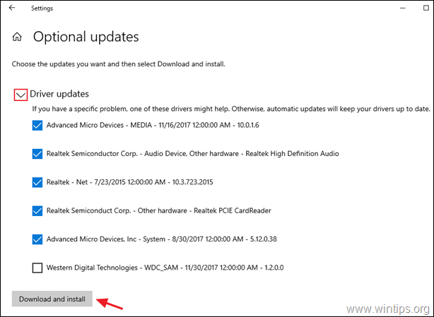 Installieren Sie optionale Updates Windows 10