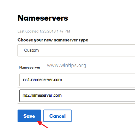 промените веб локацију домена сервера имена гоогле аппс