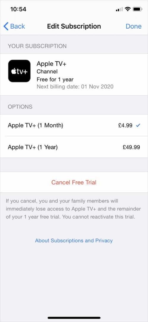 Ρυθμίσεις συνδρομής iPhone Apple TV+