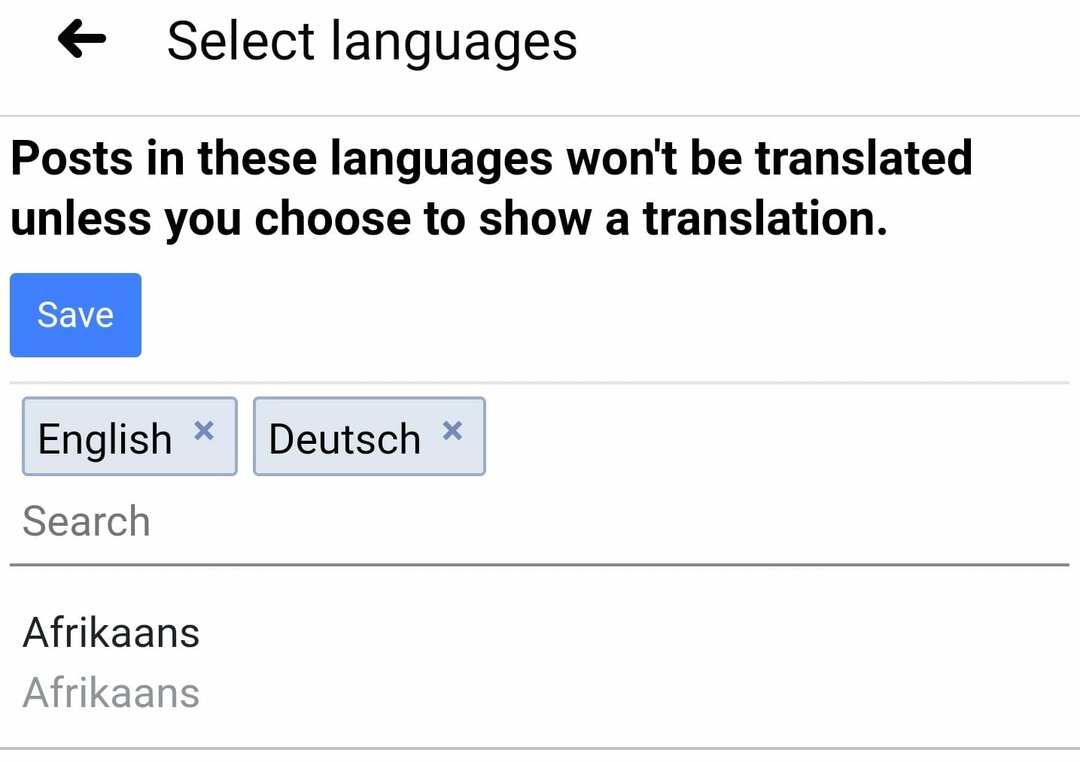Facebook-Sprachübersetzungseinstellungen