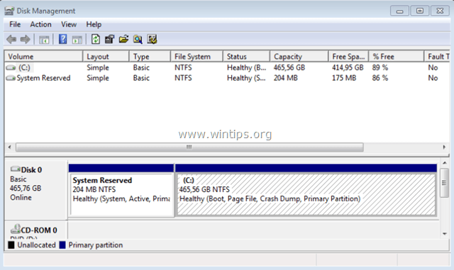 Administración de discos de Windows