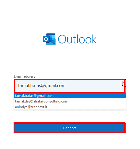 Aggiunta di un nuovo account a Outlook