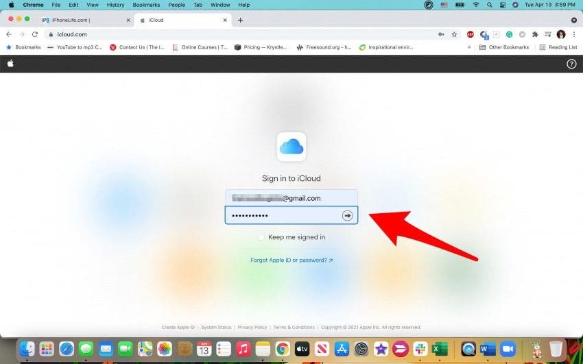 अपने Apple ID का उपयोग करके iCloud में साइन इन करें।