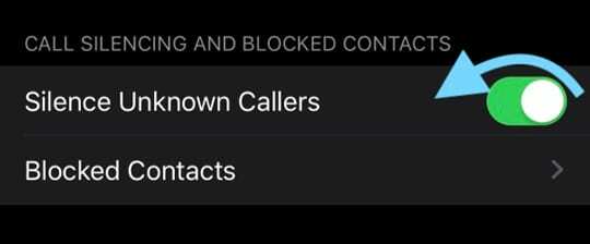 iOS 13 désactive le silence des appelants inconnus sur iPhone