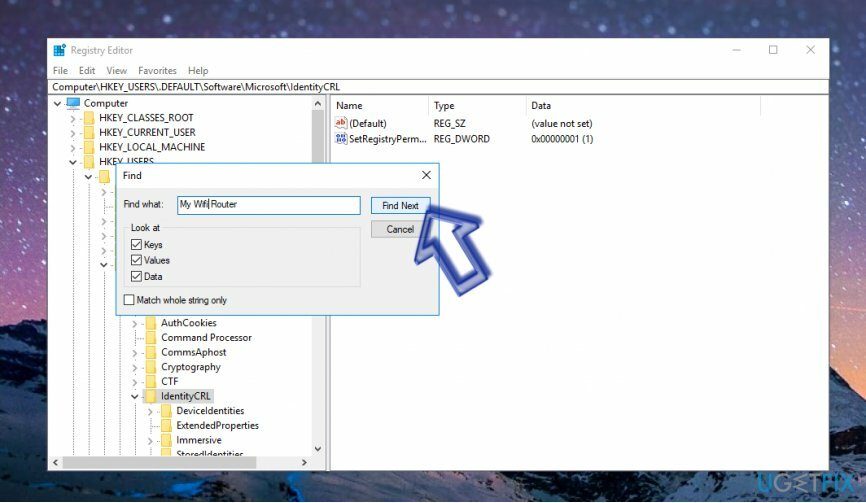 Cari Windows Registry untuk kunci Router WIFI Saya