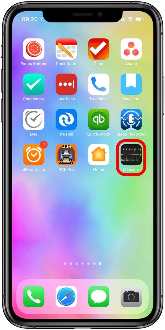 Savā iPhone tālrunī atveriet lietotni Measure. 
