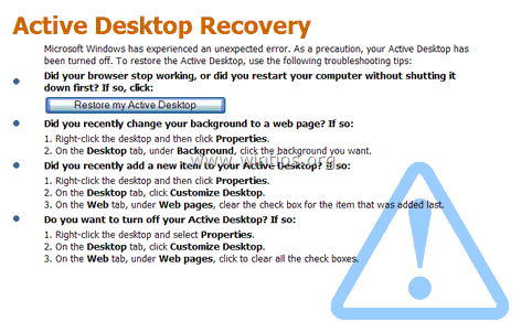 korjaa Active Desktop Recovery