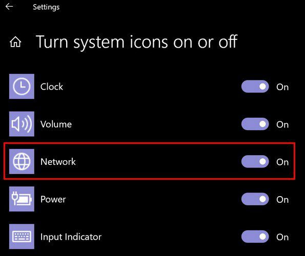 Desligue os ícones do sistema ou desligue o Windows 10