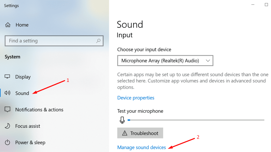 მართეთ ხმის მოწყობილობები Windows 10