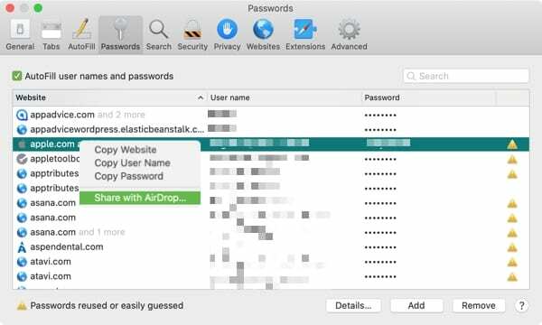 Safari Share Password-Mac