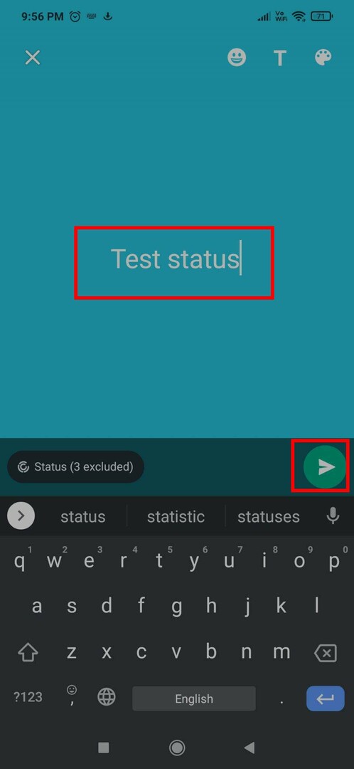 Mengetik konten dan teks untuk membuat Status WhatsApp