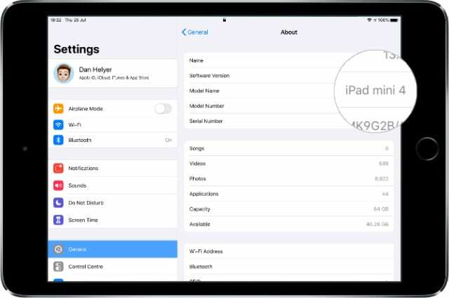 iPad mini nosaukums sadaļā Iestatījumi