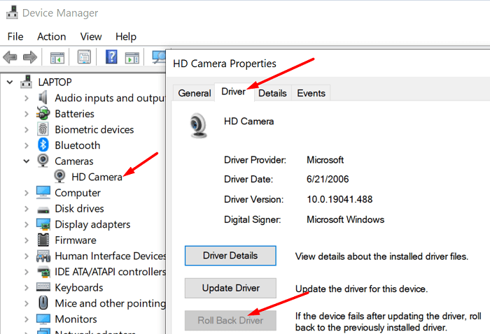 החזר את מנהל ההתקן של המצלמה ל-Windows 10