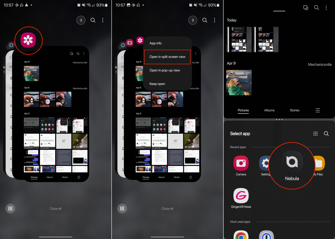 Cum să activați Split Screen sau Multi-Window pe Galaxy S23 - Aplicații recente