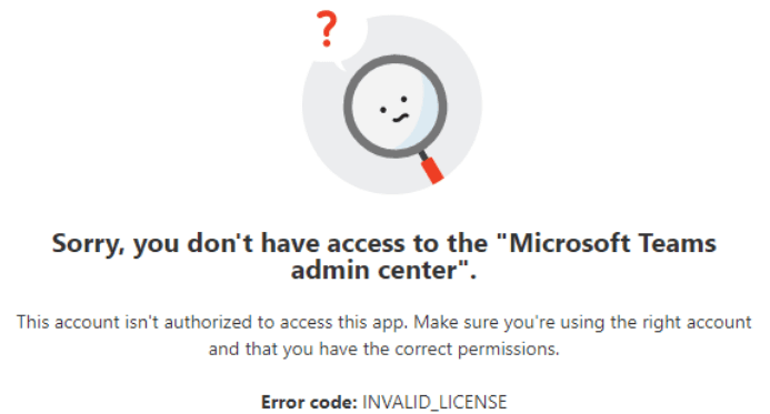 Sie haben keinen Zugriff auf das Teams Admin Center