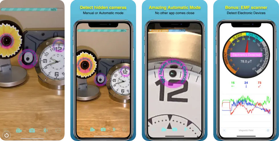iPhone'i ekraanipildid Spy peidetud kaamera detektorile