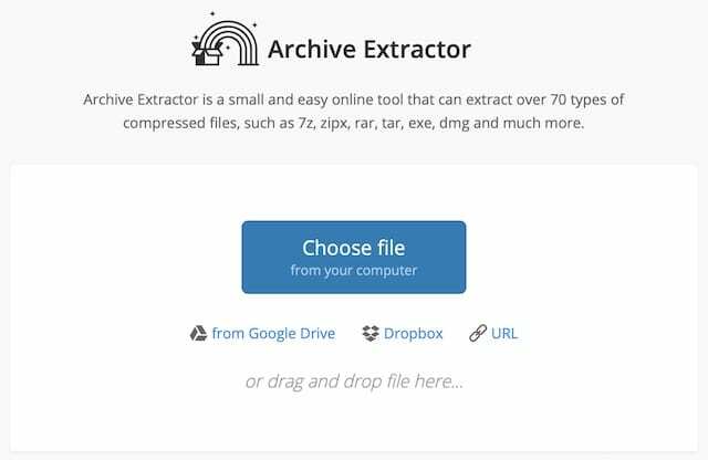 Extrakt. Homepage des ME Archive Extractors.