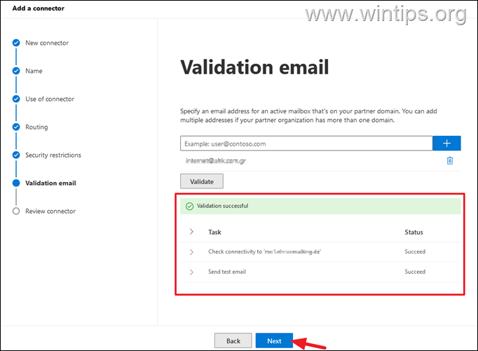 RETNING: Microsoft365 Connector-validerings-e-mail mislykkedes