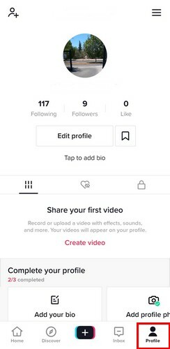 Configurações do perfil TikTok