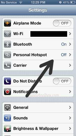 iOS-hotspot-innstillinger