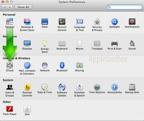 Mac OS X seaded iCloud