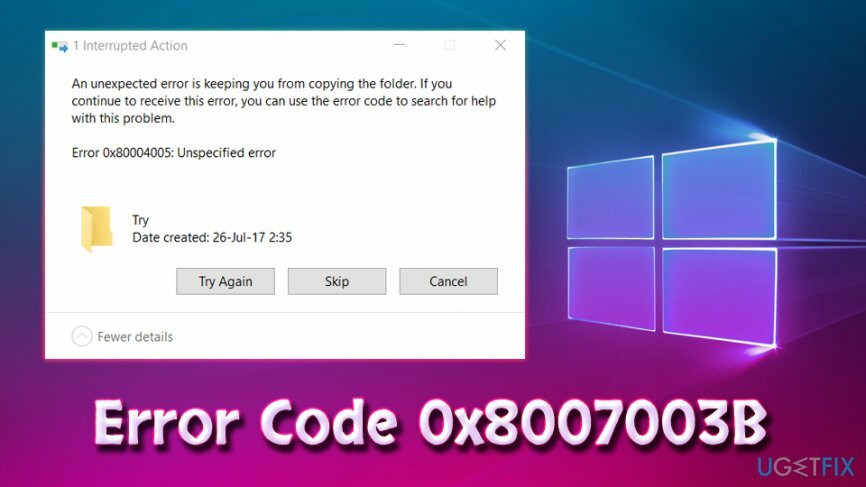 Kód chyby systému Windows 10 0x8007003B