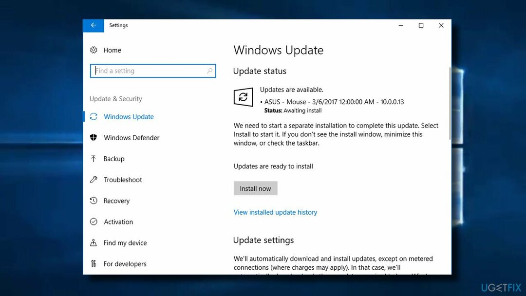 Instalați actualizări Windows