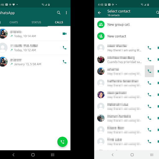 Обадете се на контакта на WhatsApp