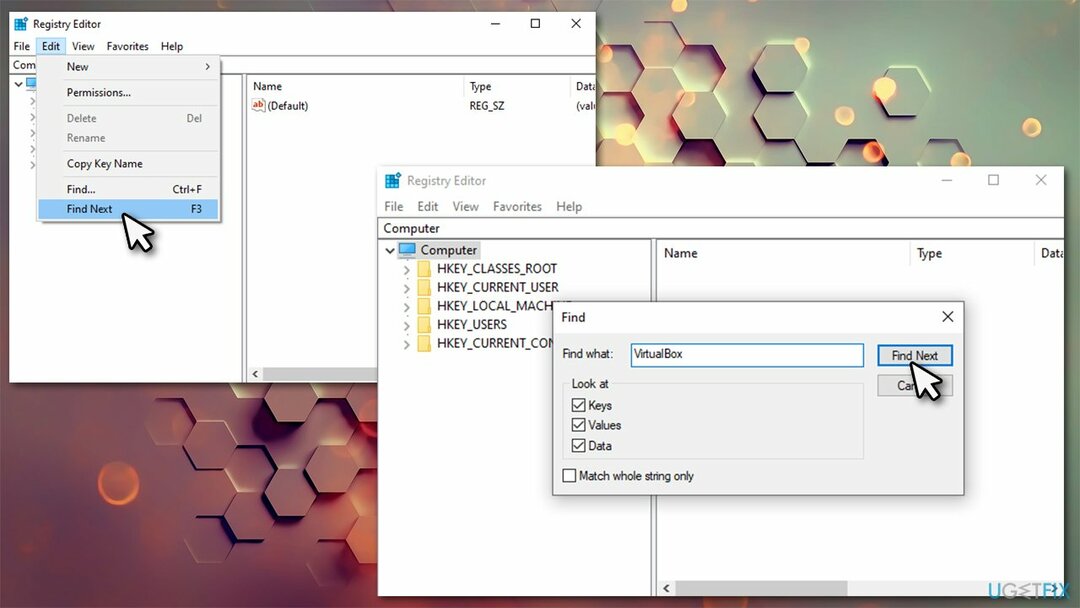 Dzēsiet VirtualBox reģistrus